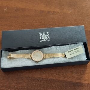 Anne Klein Gold-Tone Mesh Bracelet Watch